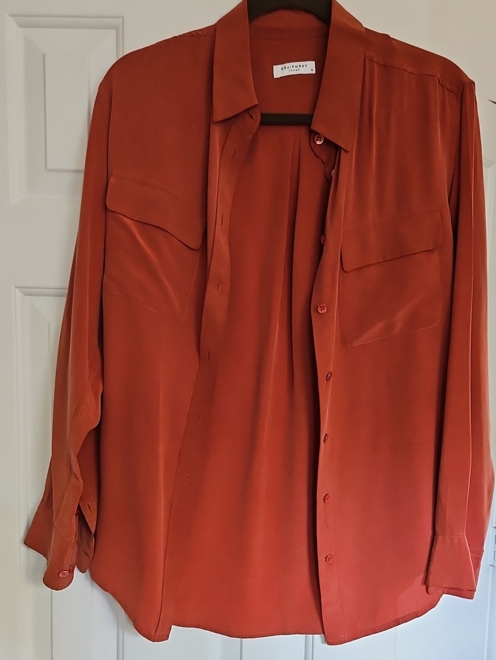 Equipment Men's Rust Button-Down Silk Shirt